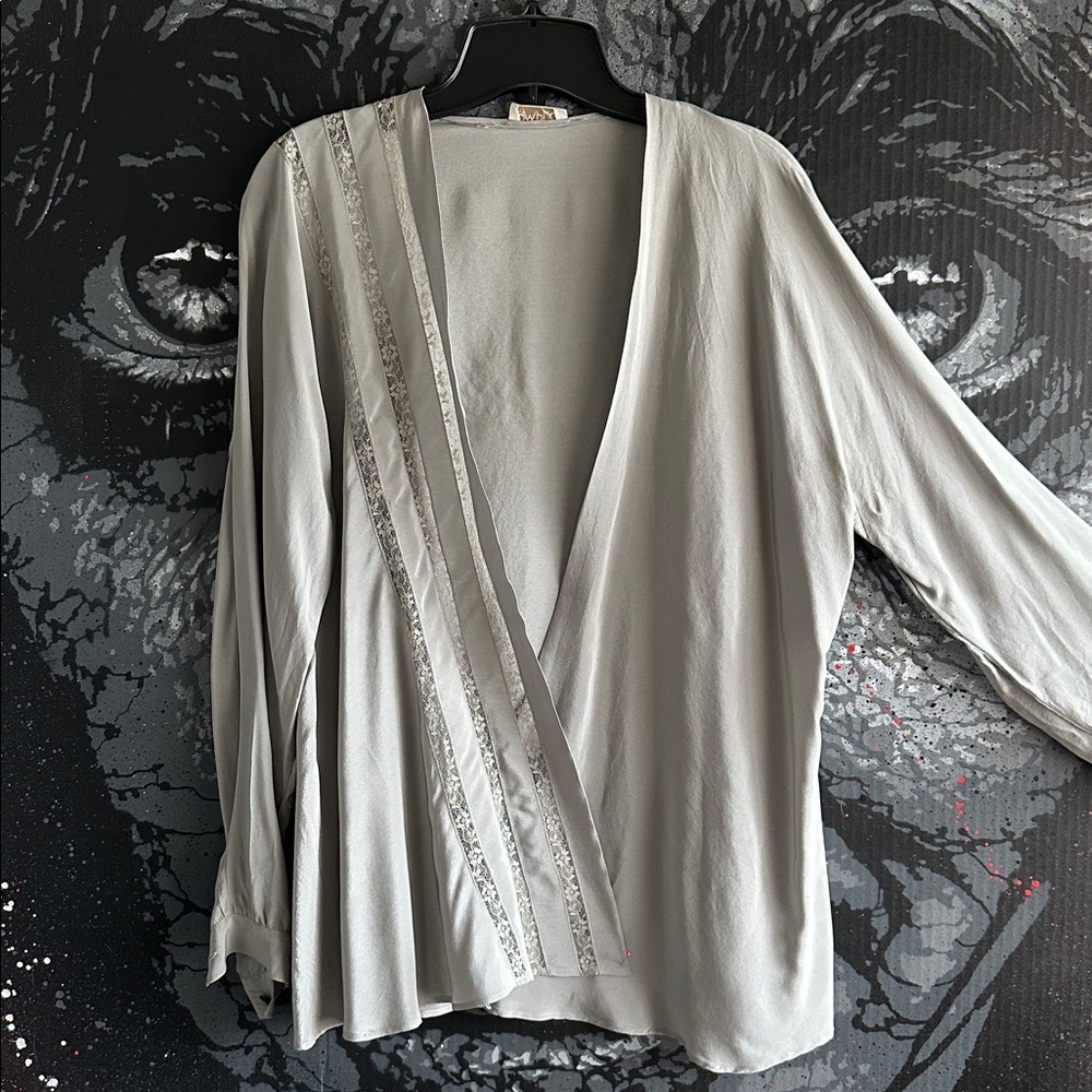 GIANNI VERSACE for COMPLICE SILK & LACE WRAP BLOUSE - NEVER WORN